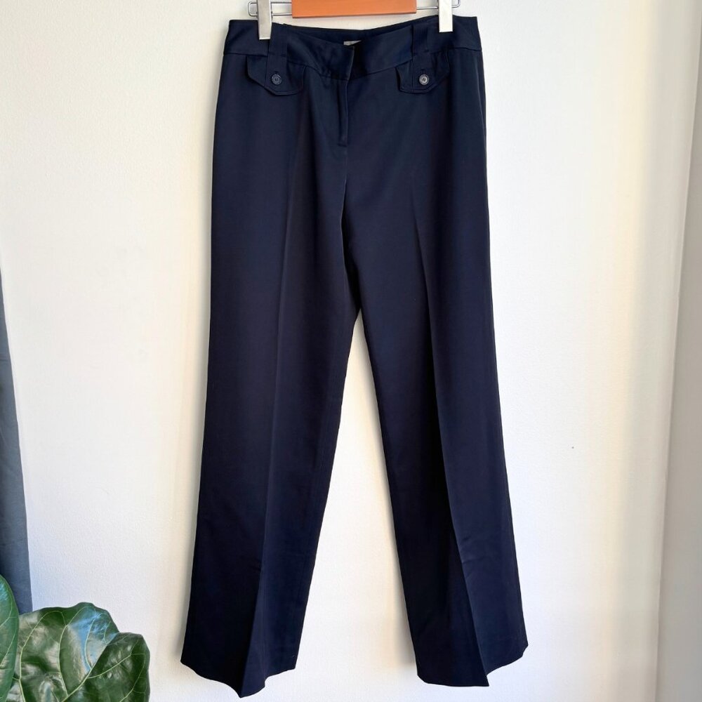 Sz4 EUC Ann Taylor Mid-Rise Navy Suit Pant Trousers - Run LARGE